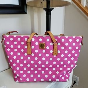 Dooney and Bourke Pink and White Polka Dotted Hand